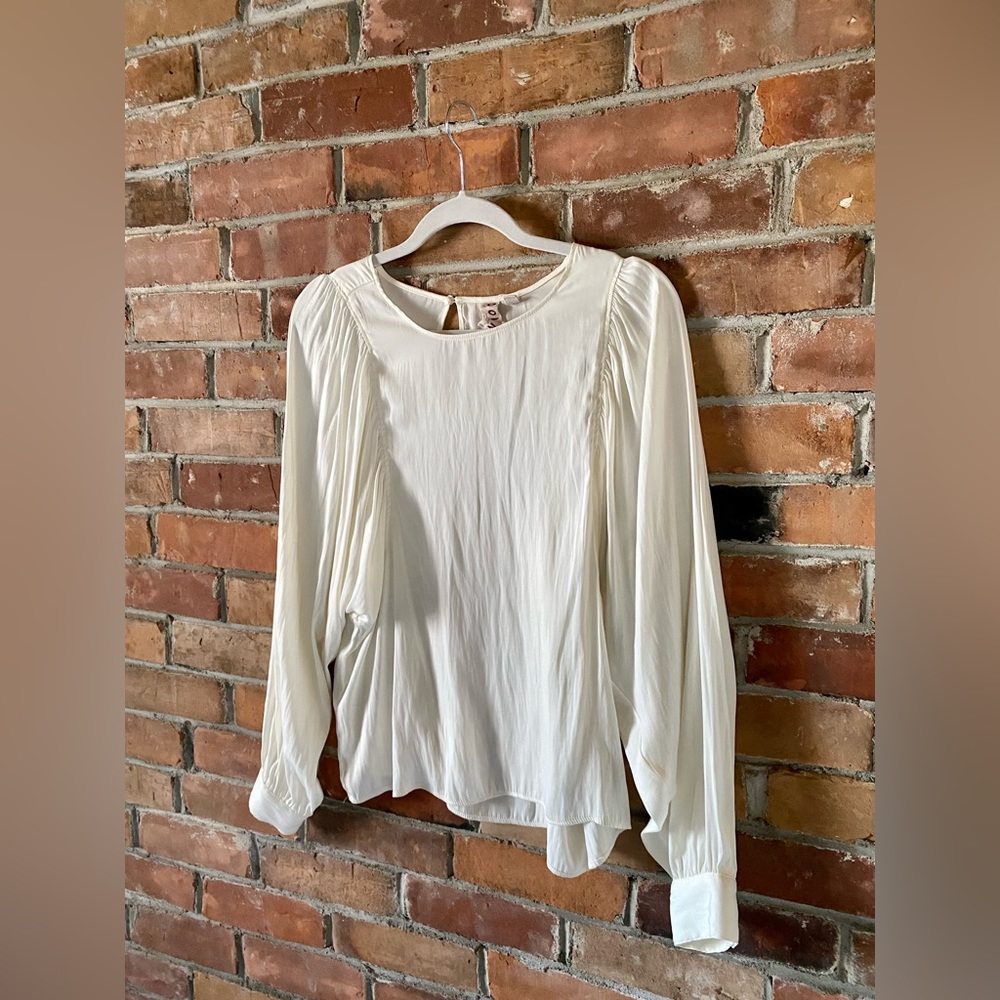 ANTHROPOLOGIE DOLAN left coast hewson top ivory blouse balloon sleeves medium - Picture 5 of 11